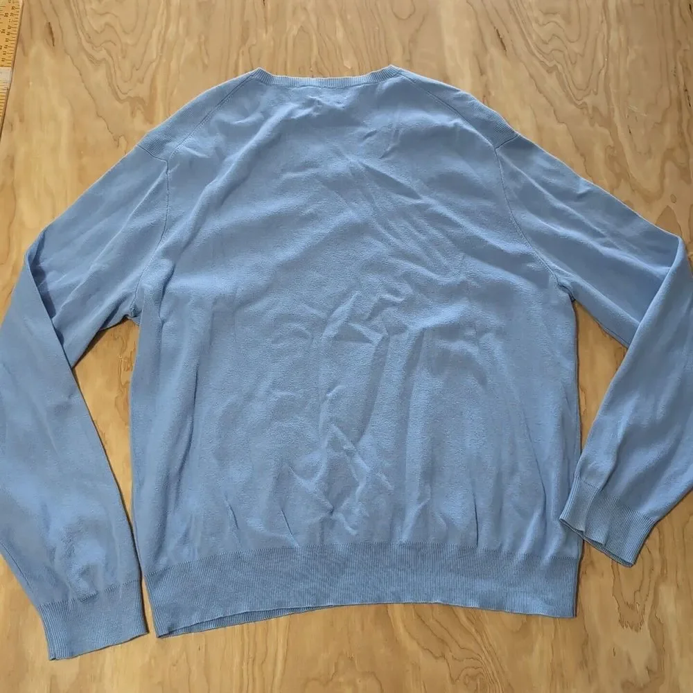 Polo Ralph Lauren Pima‎ V-Neck Sweater Men's XL Baby Blue Long Sleeve